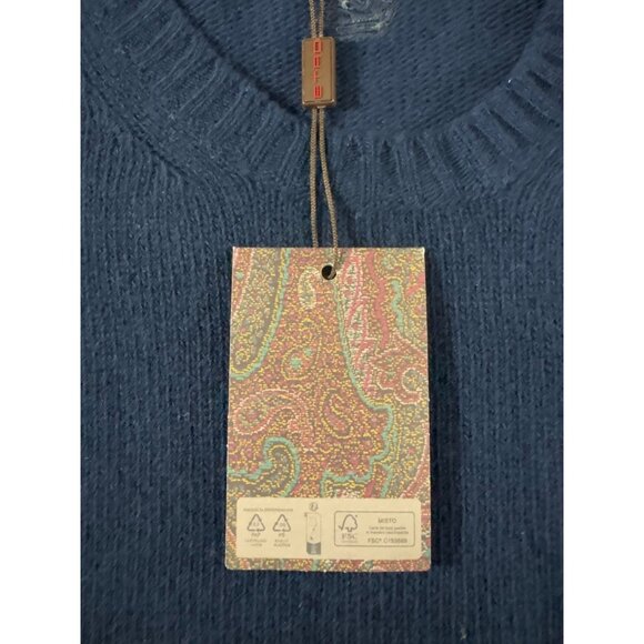 Etro Milano Herren wool Sweater Pullover sz 2XL color Navy NWT mspr $698 Italy - Picture 6 of 12